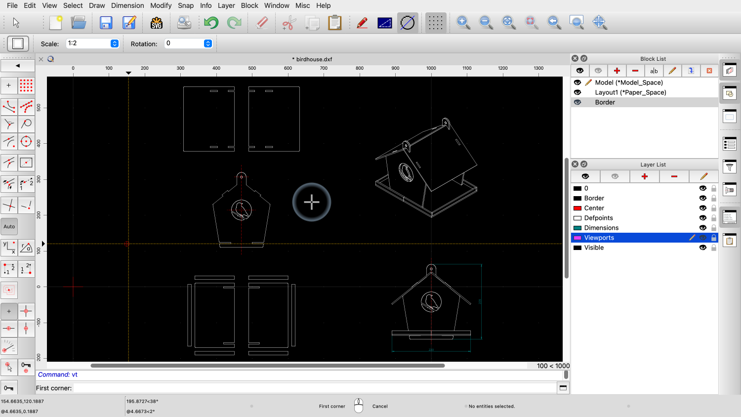QCAD - Tutorial: 2.4 Layouts and Viewports